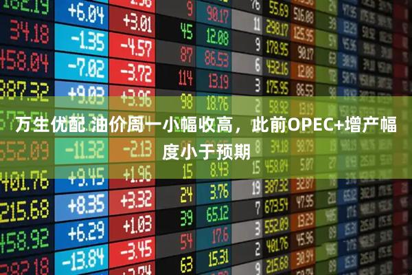 万生优配 油价周一小幅收高，此前OPEC+增产幅度小于预期